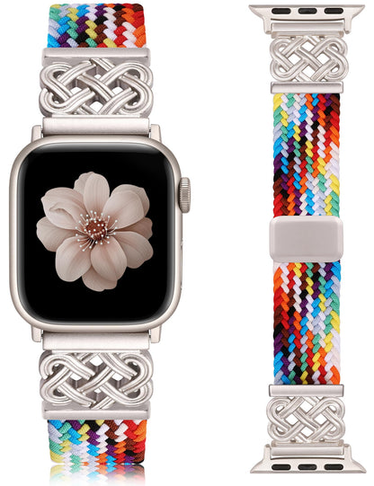 Braided Magnetic Band Compatible with Apple Watch Bands 38/40/41/42/44/45/46/49mm Dressy Celtic Metal Stretchy Elastic Strap for Watch Series 11 10 9 8 7 6 5 4 SE/Ultra 3 2 1