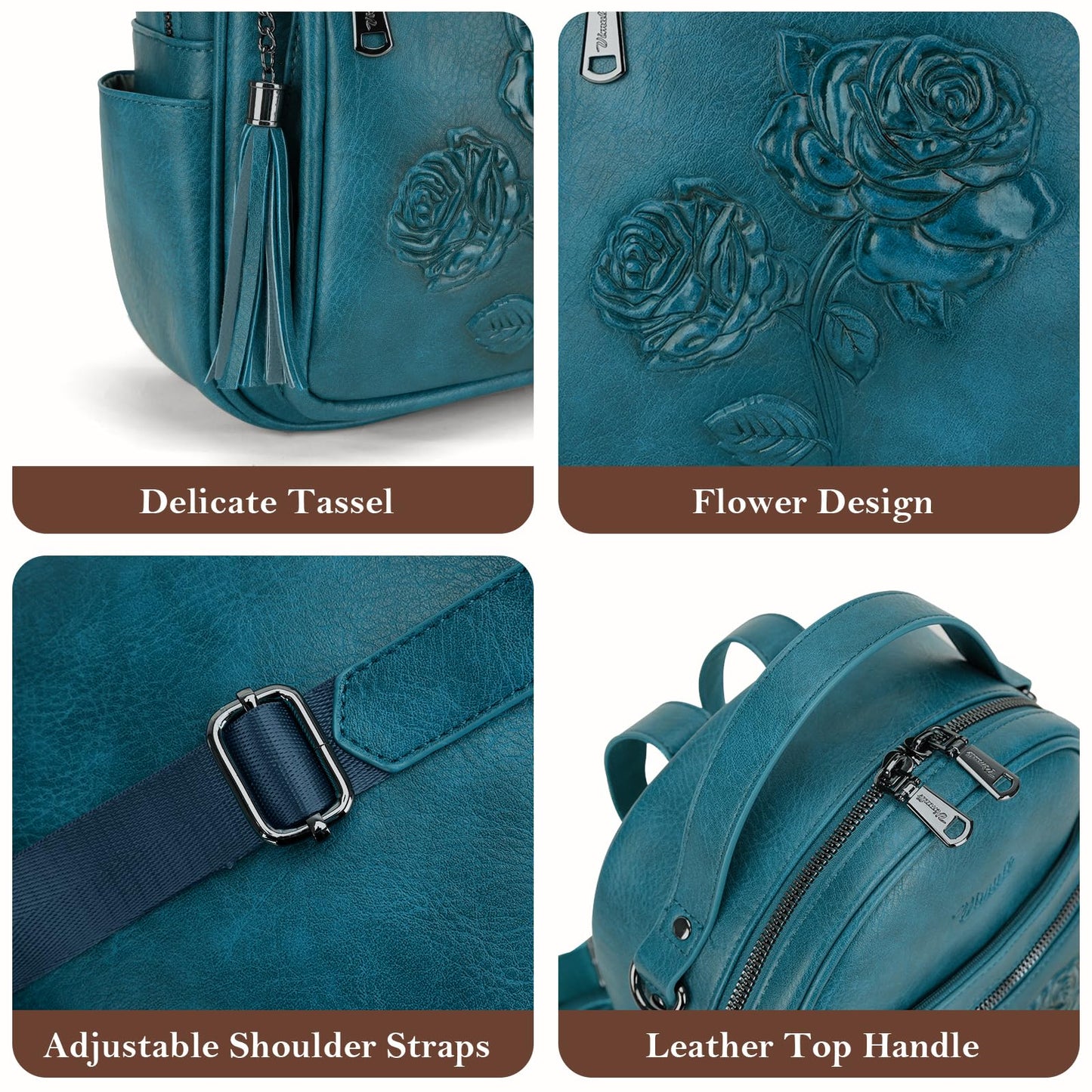 Mini Mochila Bolso para Mujeres, Mochila Pequeña de Cuero Vegano Repujado, Mochilas de Moda, Mochilas de Día, Bolso de Hombro, Pequeño, Moderno