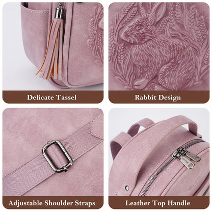 Mini Mochila Bolso para Mujeres, Mochila Pequeña de Cuero Vegano Repujado, Mochilas de Moda, Mochilas de Día, Bolso de Hombro, Pequeño, Moderno