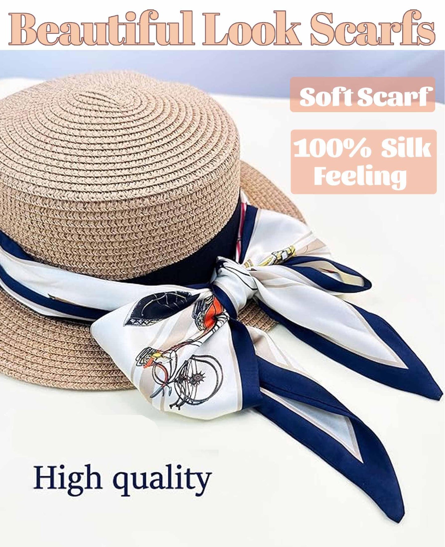 Mitzah Head Scarf  Mulberry Silk Imitation Women's 59" Fashion Neck Satin Scarfs for Bag 59 * 5.9”