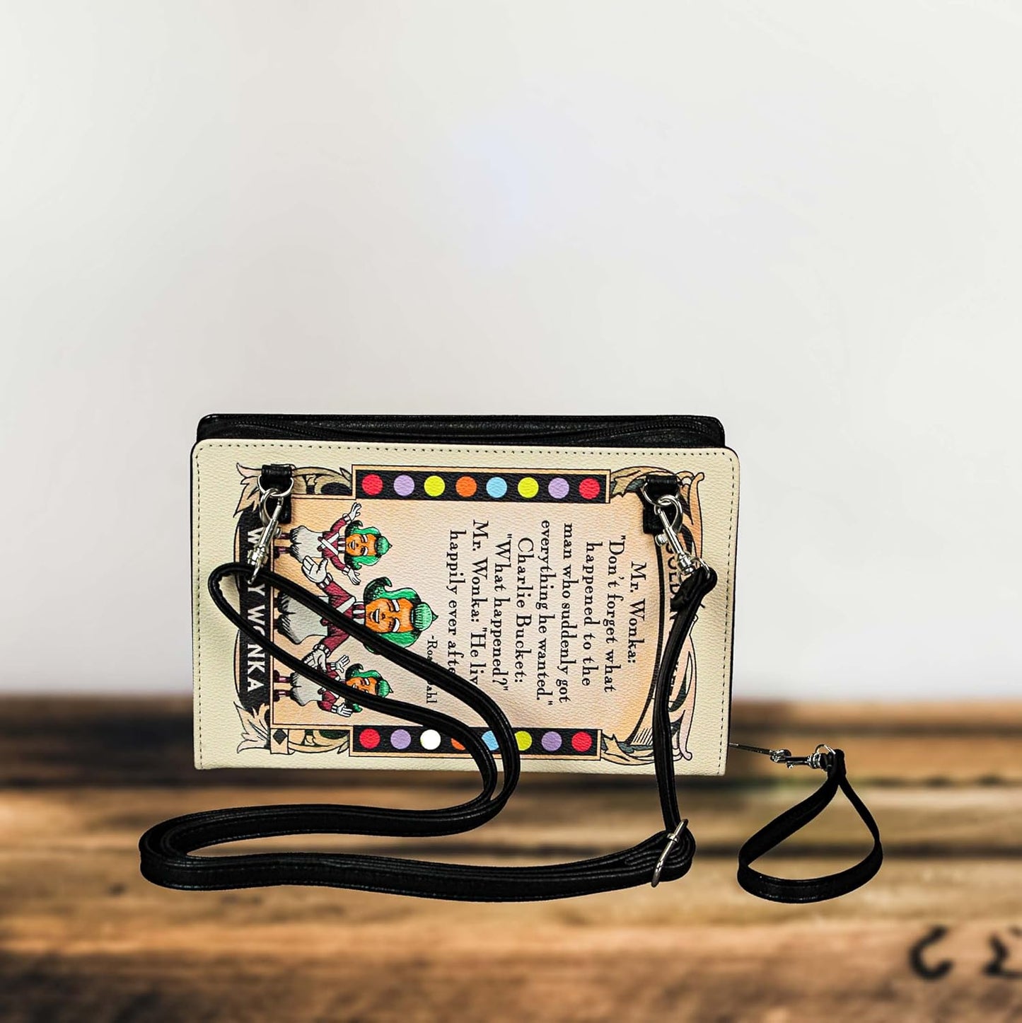 Beauty and the Beast Book Handbag Black Vinyl Novelty Clutch Purse Crossbody Bag