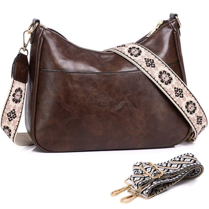 Crossbody Purse with Guitar Strap Zipped Pockets Handbag Shoulder Bag Vegan Leather Crossbody Bags for Women