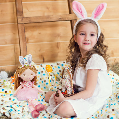 June Garden 18" Ballerina Plush Doll Rosalie - Soft Pink Hair Doll in Floral Dress & Tulle Skirt with Ballet Shoes - Gift for Girls & Toddlers