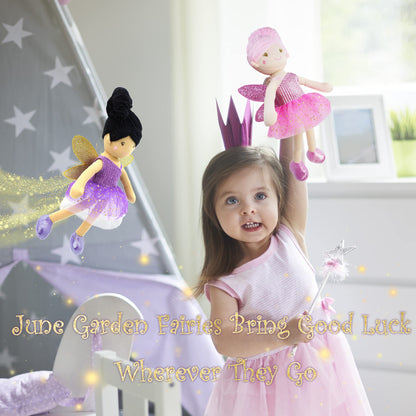 June Garden 18" Ballerina Plush Doll Rosalie - Soft Pink Hair Doll in Floral Dress & Tulle Skirt with Ballet Shoes - Gift for Girls & Toddlers