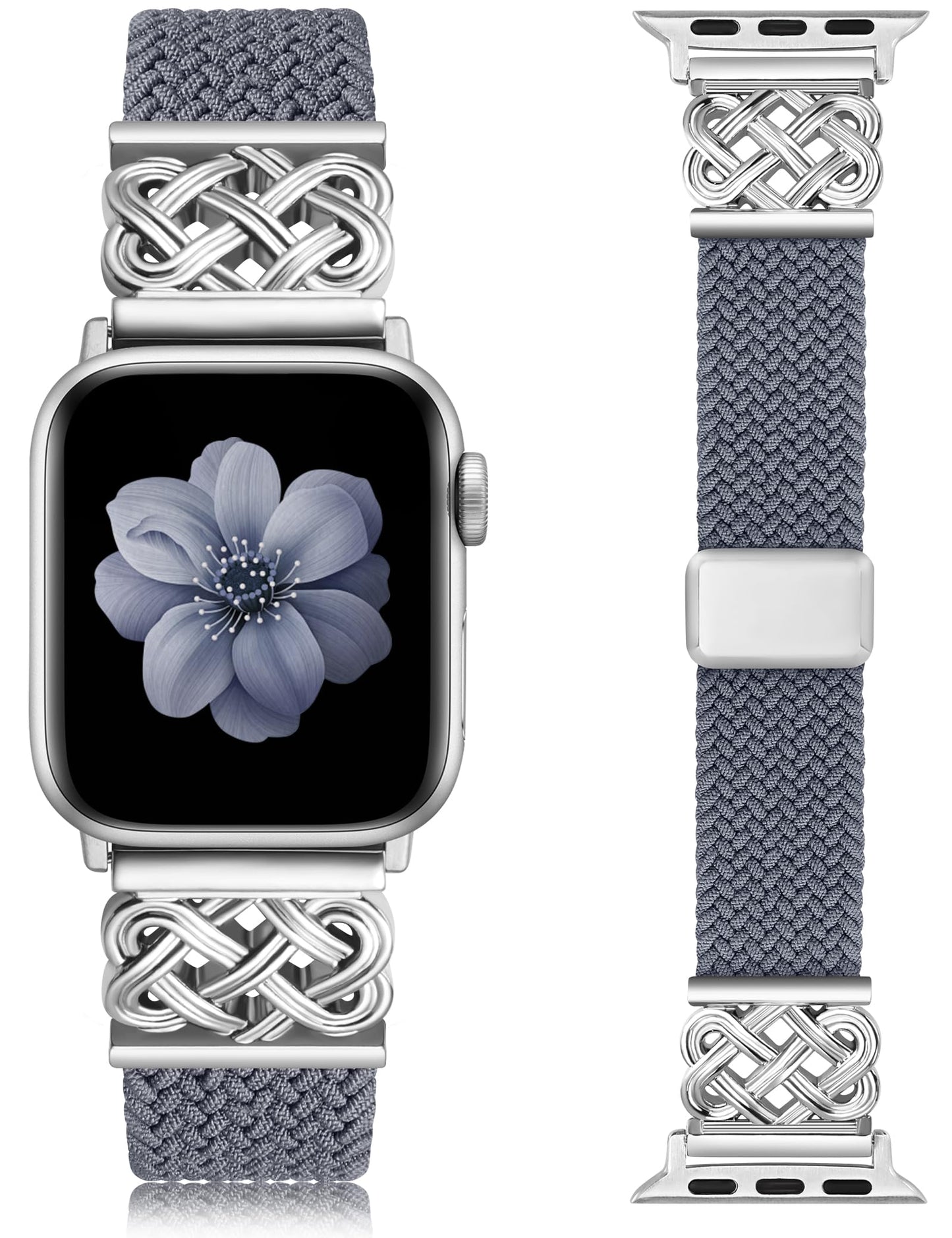 Braided Magnetic Band Compatible with Apple Watch Bands 38/40/41/42/44/45/46/49mm Dressy Celtic Metal Stretchy Elastic Strap for Watch Series 11 10 9 8 7 6 5 4 SE/Ultra 3 2 1