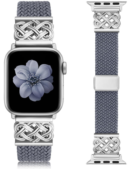 Braided Magnetic Band Compatible with Apple Watch Bands 38/40/41/42/44/45/46/49mm Dressy Celtic Metal Stretchy Elastic Strap for Watch Series 11 10 9 8 7 6 5 4 SE/Ultra 3 2 1