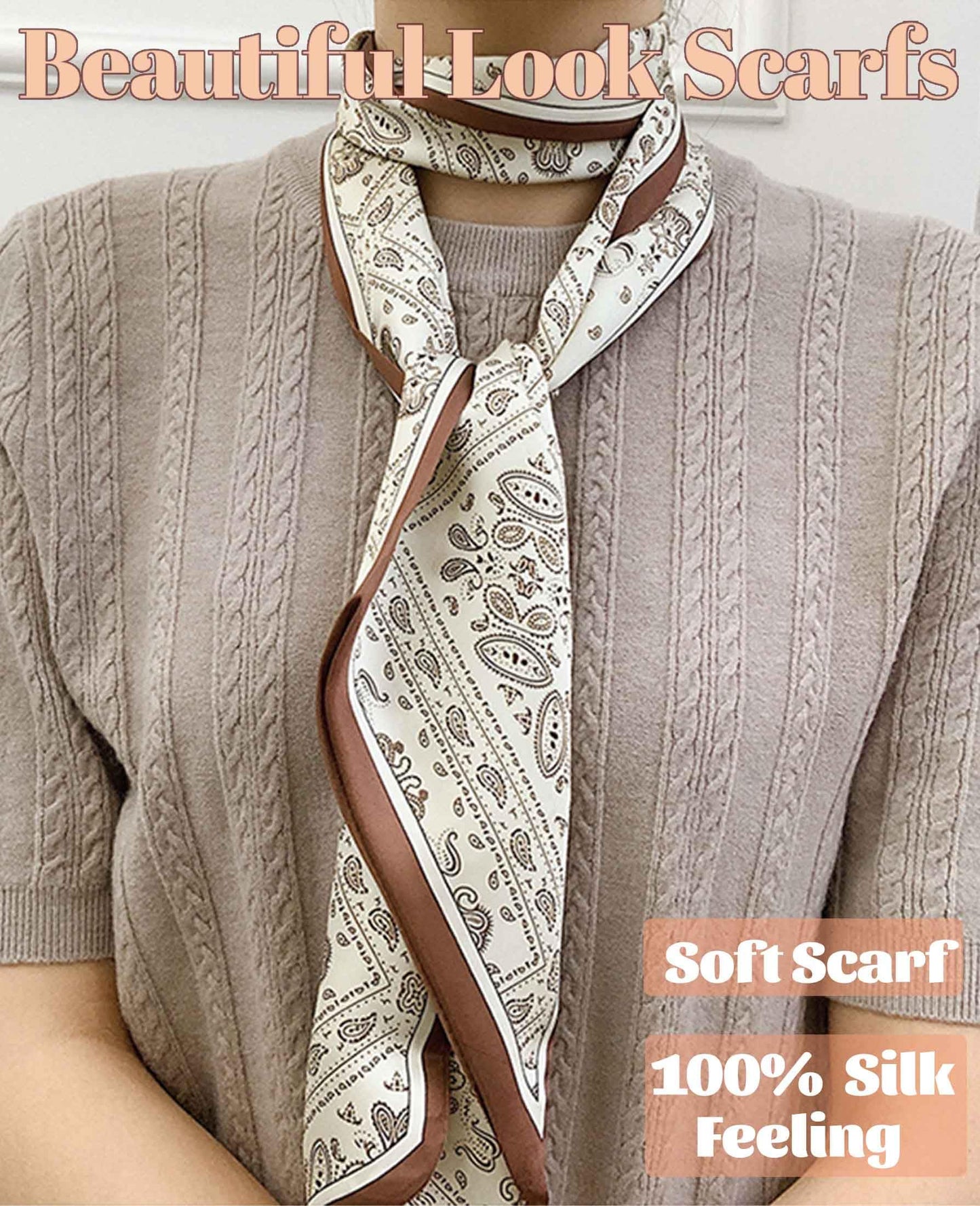 Mitzah Head Scarf  Mulberry Silk Imitation Women's 59" Fashion Neck Satin Scarfs for Bag 59 * 5.9”