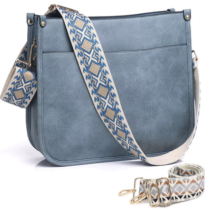 Crossbody Purse with Guitar Strap Zipped Pockets Handbag Shoulder Bag Vegan Leather Crossbody Bags for Women