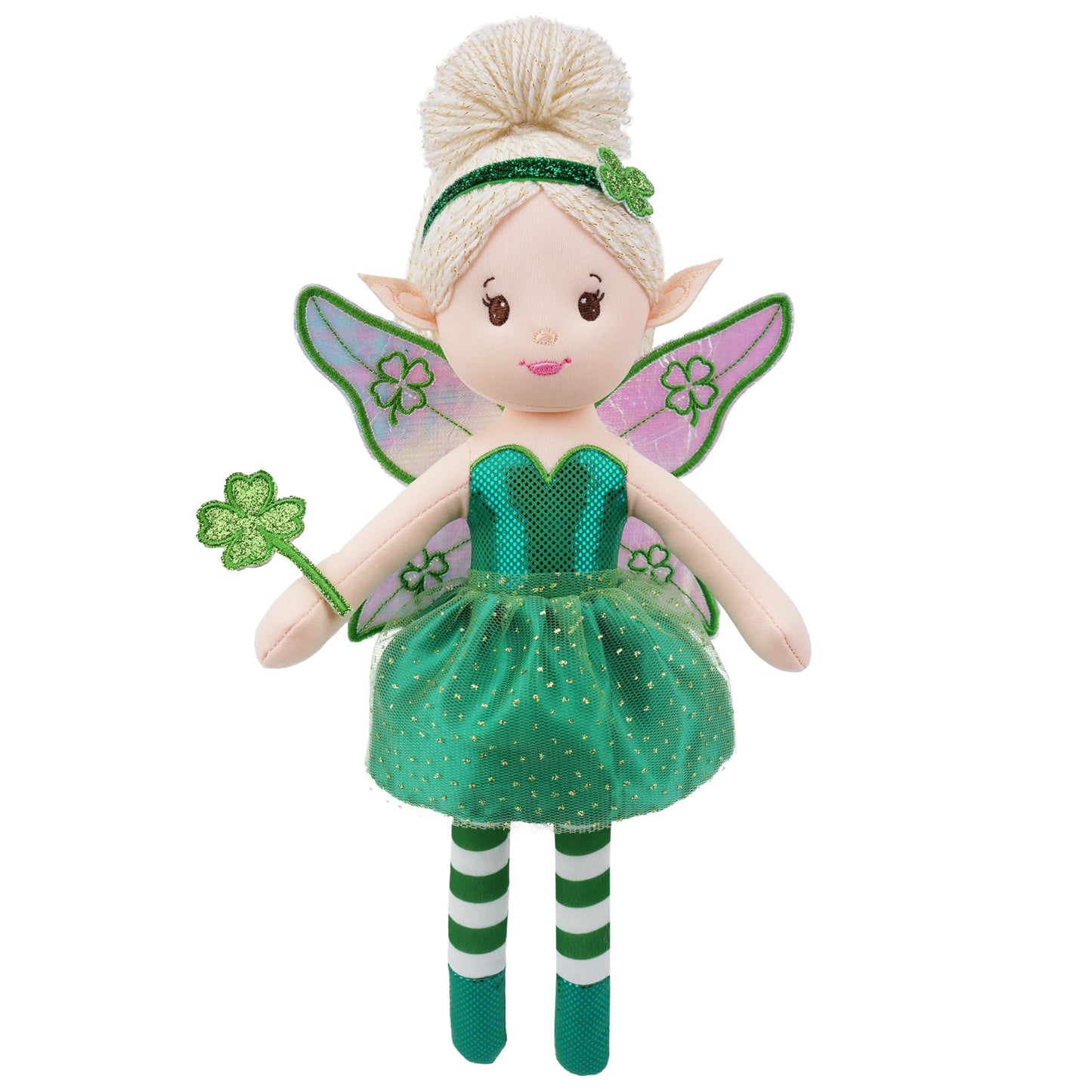 June Garden 18" Ballerina Plush Doll Rosalie - Soft Pink Hair Doll in Floral Dress & Tulle Skirt with Ballet Shoes - Gift for Girls & Toddlers