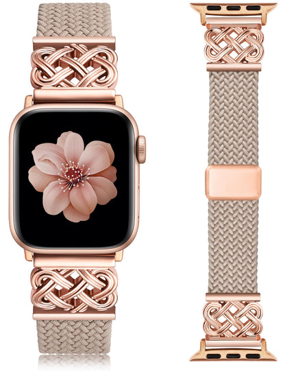 Braided Magnetic Band Compatible with Apple Watch Bands 38/40/41/42/44/45/46/49mm Dressy Celtic Metal Stretchy Elastic Strap for Watch Series 11 10 9 8 7 6 5 4 SE/Ultra 3 2 1