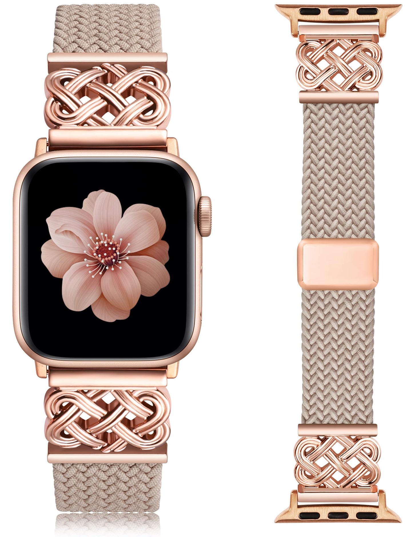 Braided Magnetic Band Compatible with Apple Watch Bands 38/40/41/42/44/45/46/49mm Dressy Celtic Metal Stretchy Elastic Strap for Watch Series 11 10 9 8 7 6 5 4 SE/Ultra 3 2 1