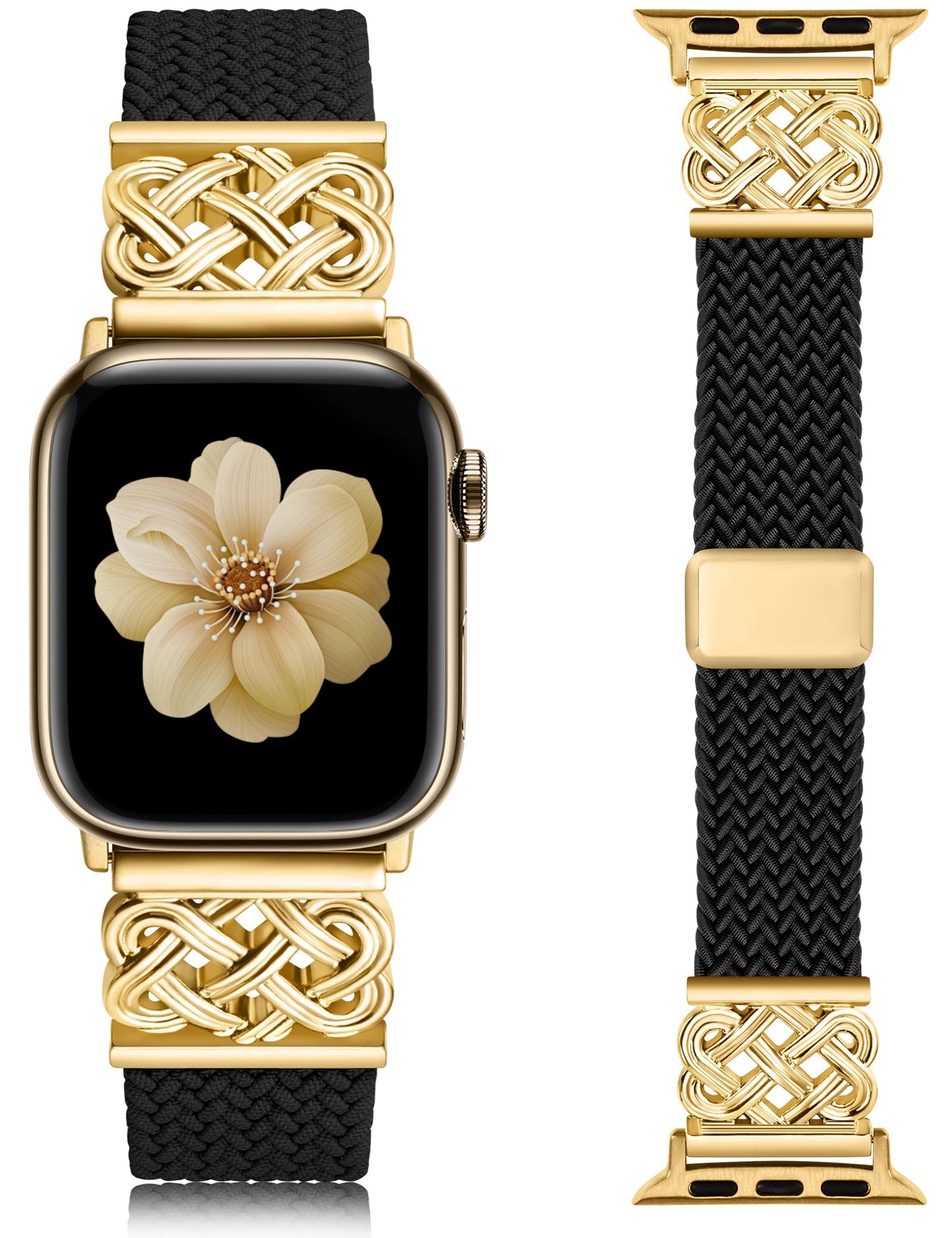 Braided Magnetic Band Compatible with Apple Watch Bands 38/40/41/42/44/45/46/49mm Dressy Celtic Metal Stretchy Elastic Strap for Watch Series 11 10 9 8 7 6 5 4 SE/Ultra 3 2 1