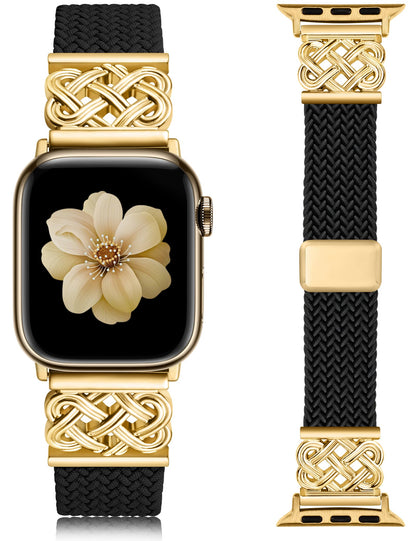 Braided Magnetic Band Compatible with Apple Watch Bands 38/40/41/42/44/45/46/49mm Dressy Celtic Metal Stretchy Elastic Strap for Watch Series 11 10 9 8 7 6 5 4 SE/Ultra 3 2 1