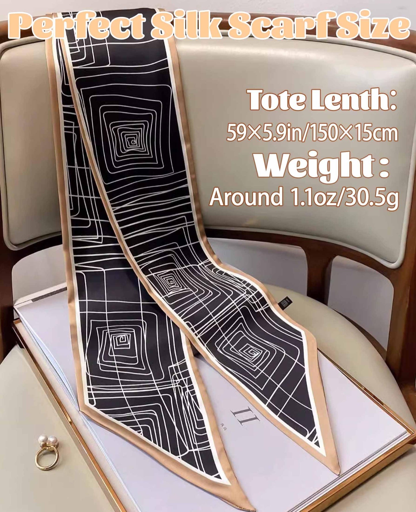 Mitzah Head Scarf  Mulberry Silk Imitation Women's 59" Fashion Neck Satin Scarfs for Bag 59 * 5.9”