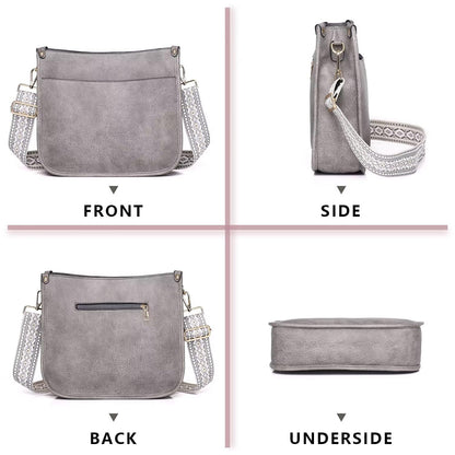 Crossbody Purse with Guitar Strap Zipped Pockets Handbag Shoulder Bag Vegan Leather Crossbody Bags for Women