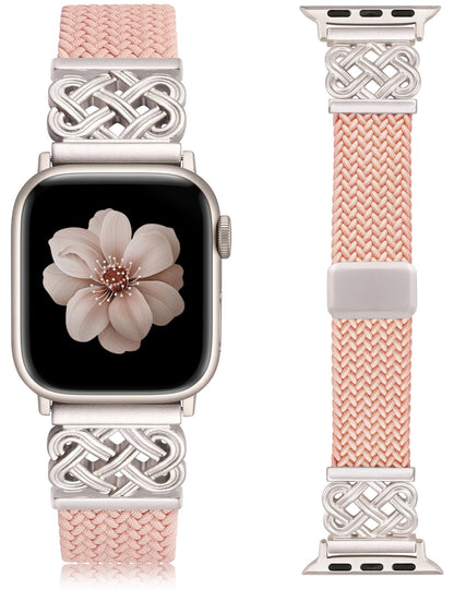 Braided Magnetic Band Compatible with Apple Watch Bands 38/40/41/42/44/45/46/49mm Dressy Celtic Metal Stretchy Elastic Strap for Watch Series 11 10 9 8 7 6 5 4 SE/Ultra 3 2 1