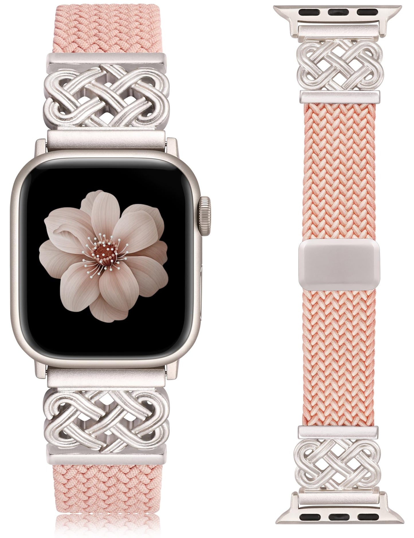 Braided Magnetic Band Compatible with Apple Watch Bands 38/40/41/42/44/45/46/49mm Dressy Celtic Metal Stretchy Elastic Strap for Watch Series 11 10 9 8 7 6 5 4 SE/Ultra 3 2 1