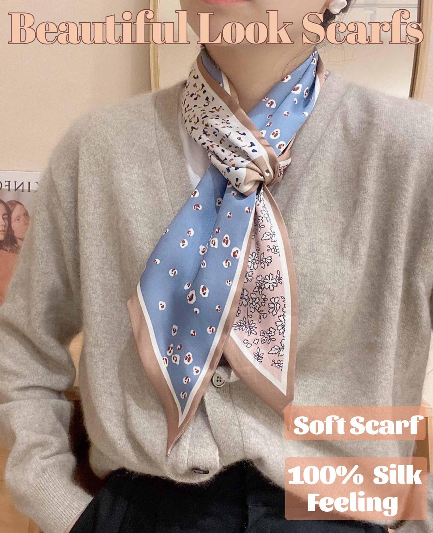 Mitzah Head Scarf  Mulberry Silk Imitation Women's 59" Fashion Neck Satin Scarfs for Bag 59 * 5.9”