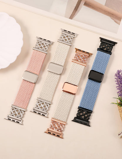 Braided Magnetic Band Compatible with Apple Watch Bands 38/40/41/42/44/45/46/49mm Dressy Celtic Metal Stretchy Elastic Strap for Watch Series 11 10 9 8 7 6 5 4 SE/Ultra 3 2 1