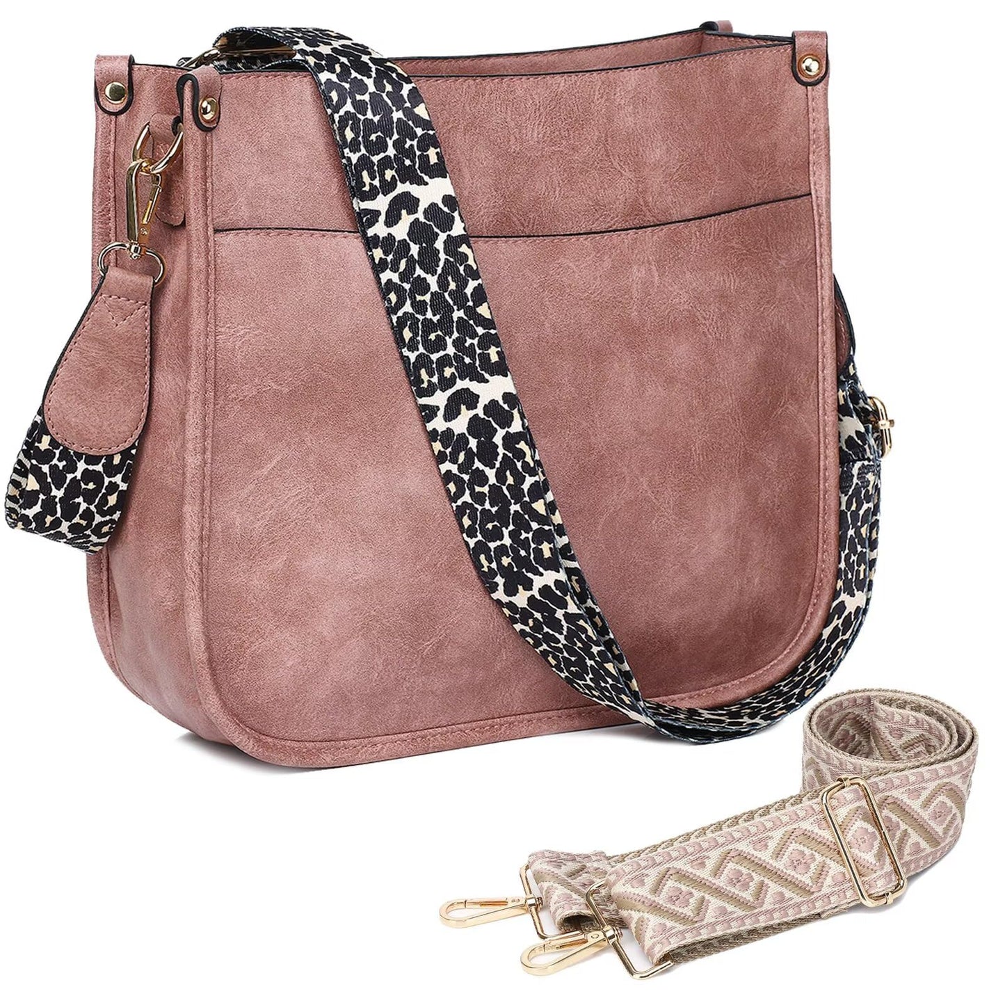 Crossbody Purse with Guitar Strap Zipped Pockets Handbag Shoulder Bag Vegan Leather Crossbody Bags for Women