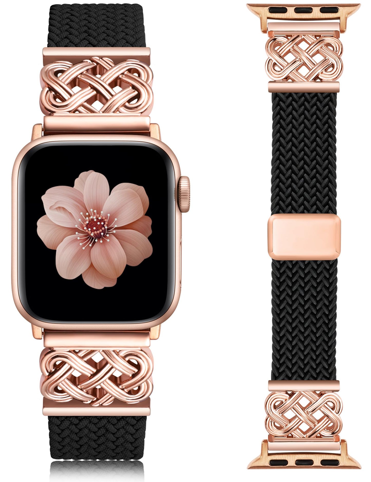 Braided Magnetic Band Compatible with Apple Watch Bands 38/40/41/42/44/45/46/49mm Dressy Celtic Metal Stretchy Elastic Strap for Watch Series 11 10 9 8 7 6 5 4 SE/Ultra 3 2 1