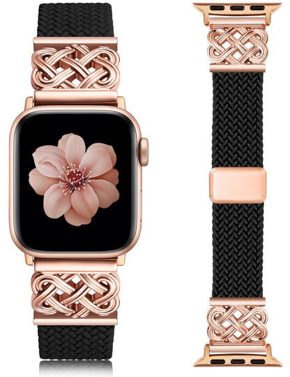 Braided Magnetic Band Compatible with Apple Watch Bands 38/40/41/42/44/45/46/49mm Dressy Celtic Metal Stretchy Elastic Strap for Watch Series 11 10 9 8 7 6 5 4 SE/Ultra 3 2 1