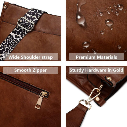 Crossbody Purse with Guitar Strap Zipped Pockets Handbag Shoulder Bag Vegan Leather Crossbody Bags for Women