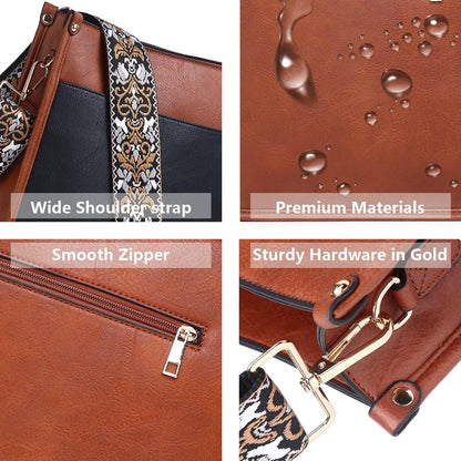 Crossbody Purse with Guitar Strap Zipped Pockets Handbag Shoulder Bag Vegan Leather Crossbody Bags for Women
