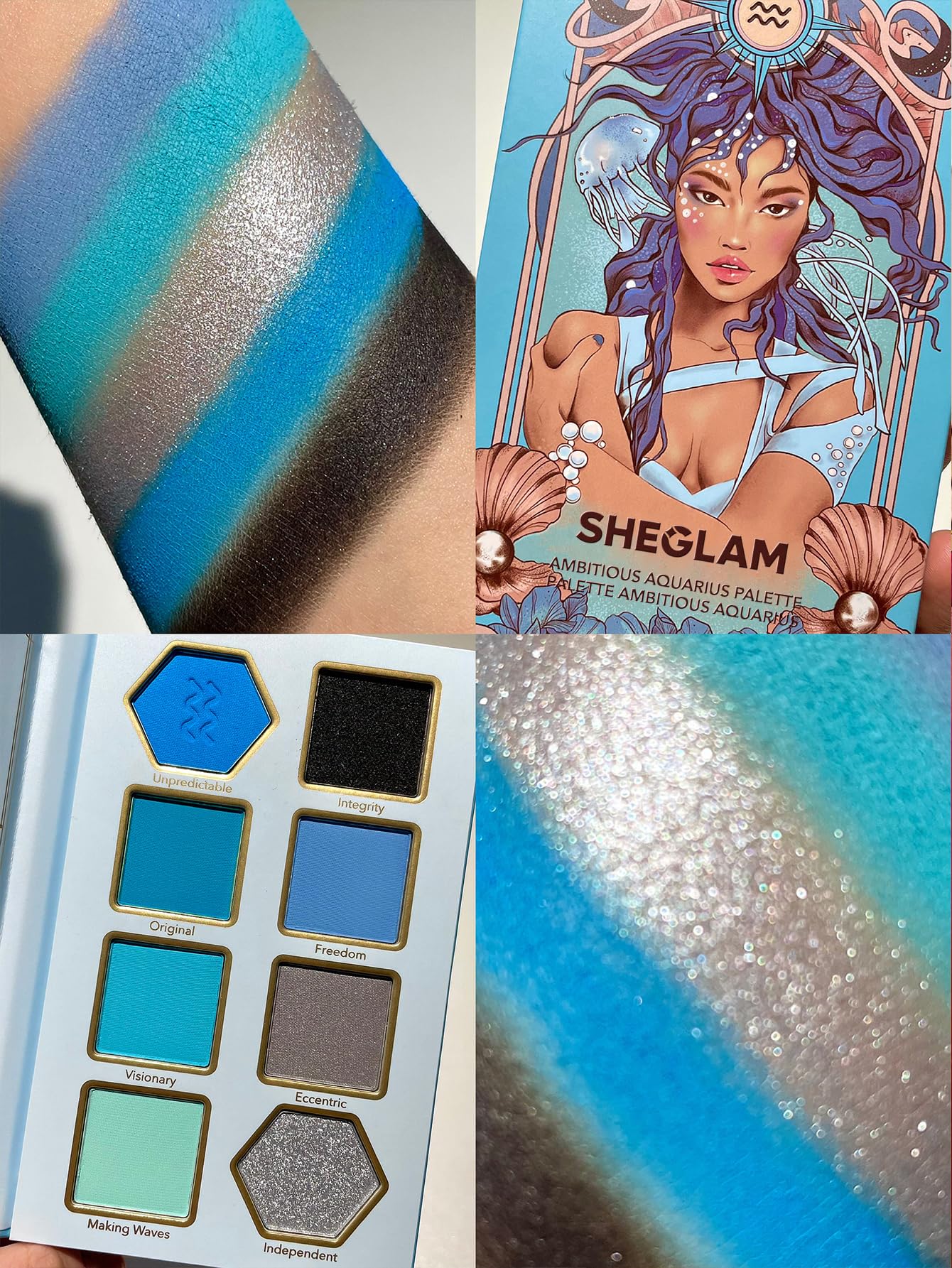 SHEGLAM Glitter Metallic Eyeshadow Palette 8-Color High Pigment Green Gold Long Wearing Horoscope Collection Eye Shadow Palette - Virtuous Virgo