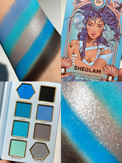 SHEGLAM Glitter Metallic Eyeshadow Palette 8-Color High Pigment Green Gold Long Wearing Horoscope Collection Eye Shadow Palette - Virtuous Virgo