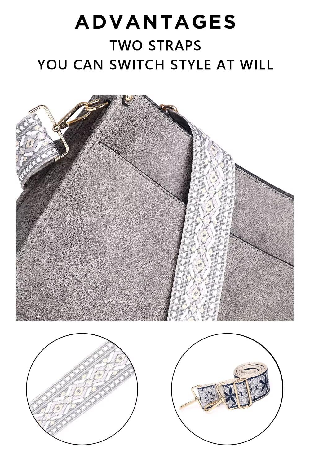 Crossbody Purse with Guitar Strap Zipped Pockets Handbag Shoulder Bag Vegan Leather Crossbody Bags for Women