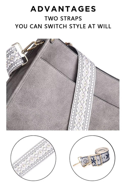 Crossbody Purse with Guitar Strap Zipped Pockets Handbag Shoulder Bag Vegan Leather Crossbody Bags for Women