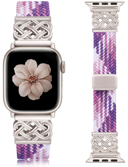 Braided Magnetic Band Compatible with Apple Watch Bands 38/40/41/42/44/45/46/49mm Dressy Celtic Metal Stretchy Elastic Strap for Watch Series 11 10 9 8 7 6 5 4 SE/Ultra 3 2 1