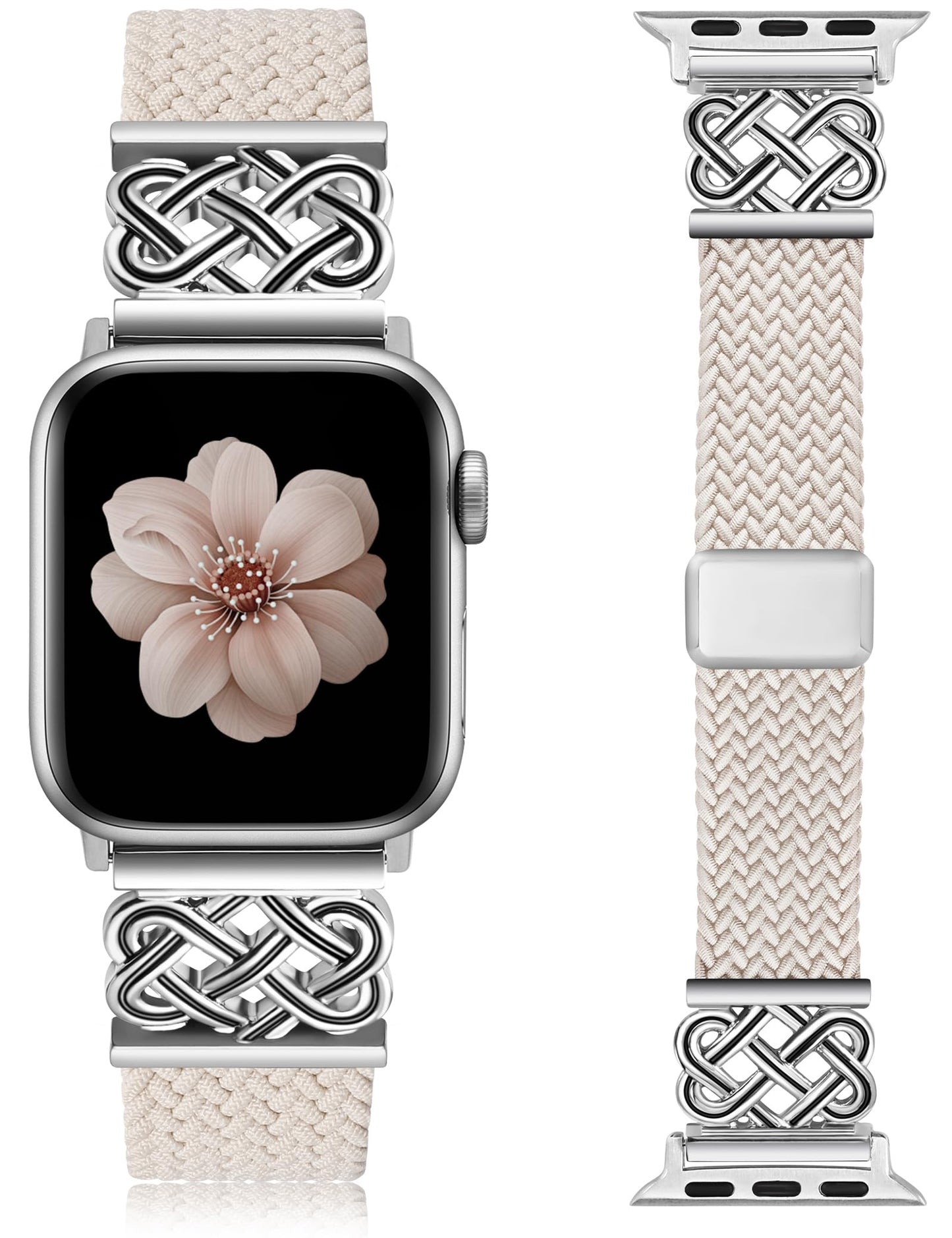 Braided Magnetic Band Compatible with Apple Watch Bands 38/40/41/42/44/45/46/49mm Dressy Celtic Metal Stretchy Elastic Strap for Watch Series 11 10 9 8 7 6 5 4 SE/Ultra 3 2 1