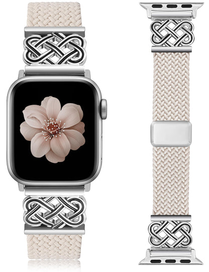 Braided Magnetic Band Compatible with Apple Watch Bands 38/40/41/42/44/45/46/49mm Dressy Celtic Metal Stretchy Elastic Strap for Watch Series 11 10 9 8 7 6 5 4 SE/Ultra 3 2 1