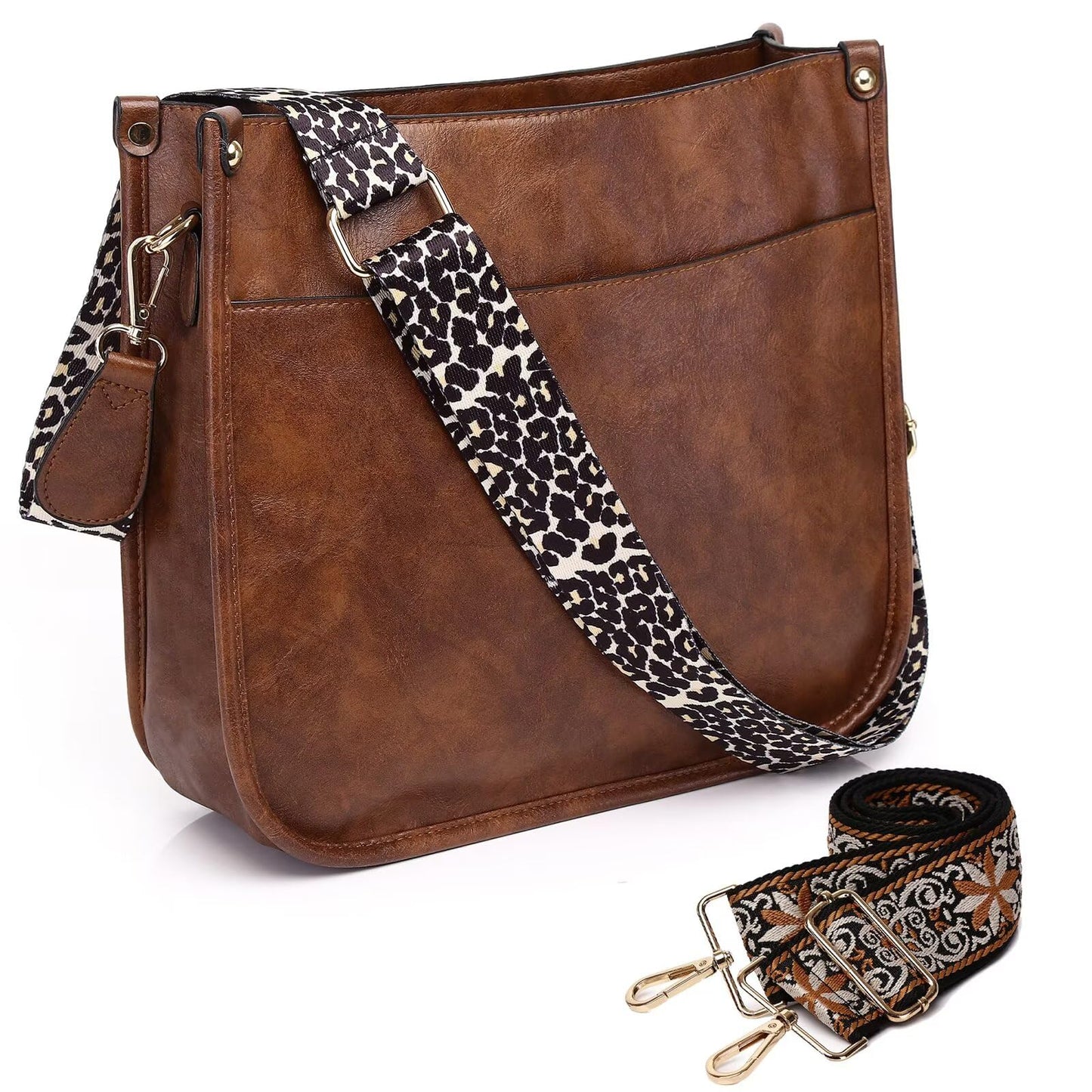 Crossbody Purse with Guitar Strap Zipped Pockets Handbag Shoulder Bag Vegan Leather Crossbody Bags for Women