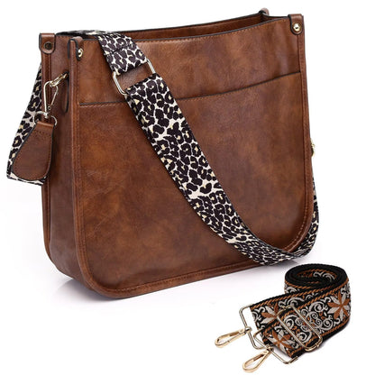 Crossbody Purse with Guitar Strap Zipped Pockets Handbag Shoulder Bag Vegan Leather Crossbody Bags for Women