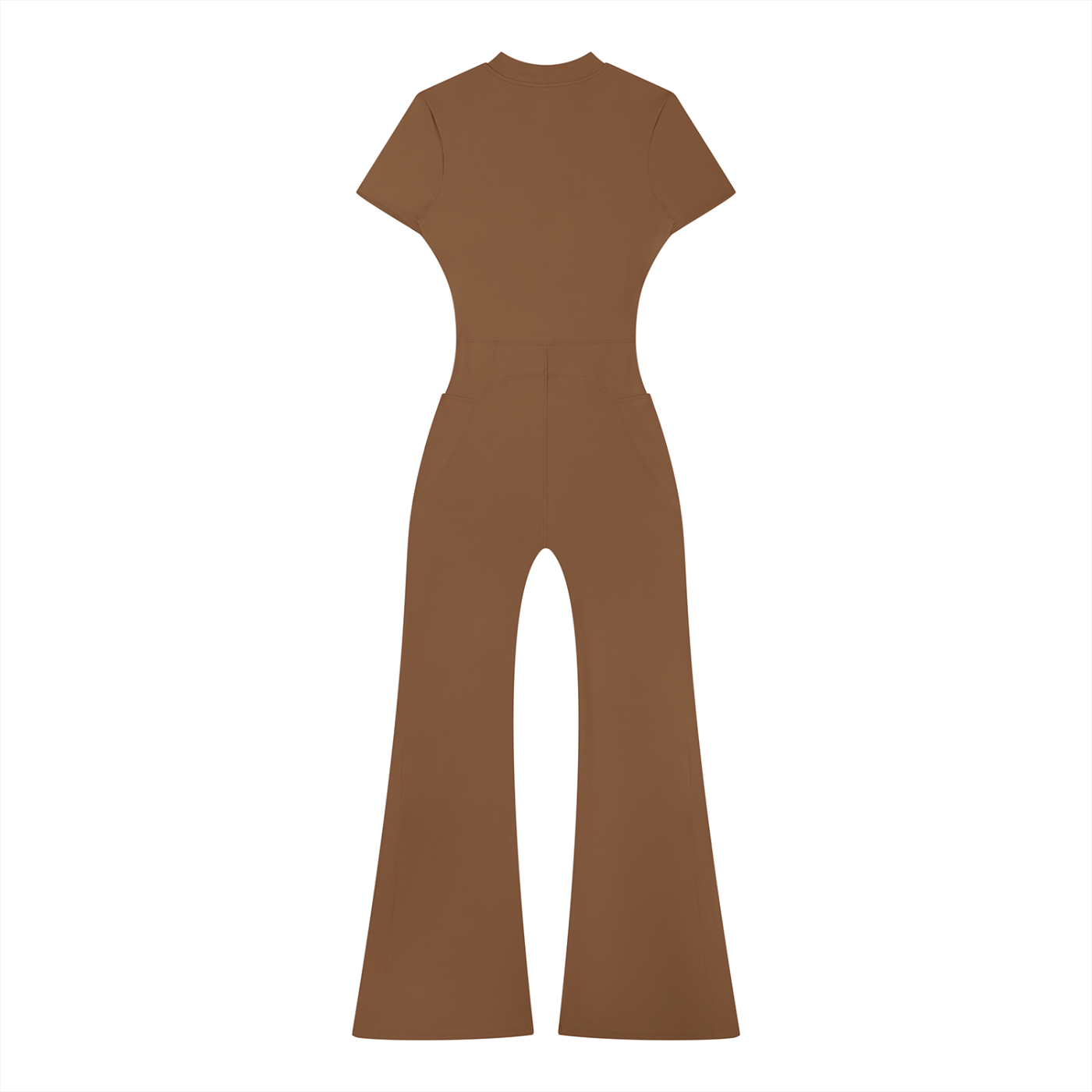Women’s Tight Fit Flared Leg Quarter-Zip Jumpsuit Y2K Inspired Pixel Art
