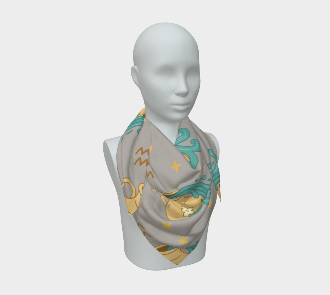 Aquarius Zodiac Sign Pattern Print Scarf