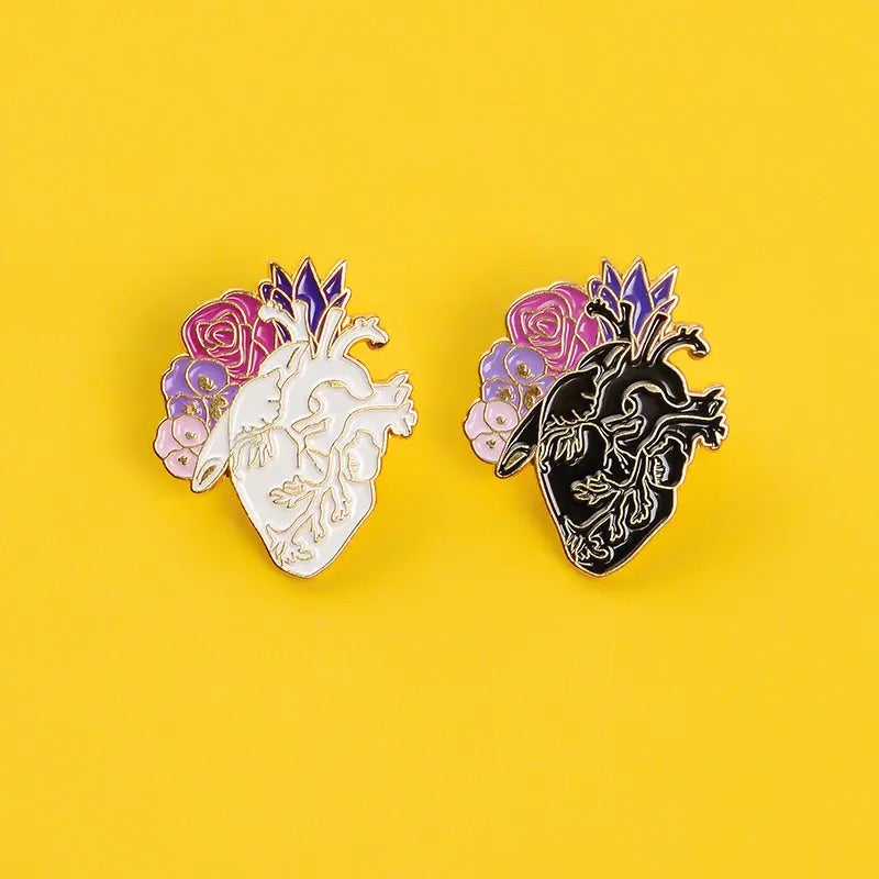 Artistic human heart shape enamel pin