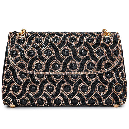 Flower Evening Handbags Chain Strap Square Shoulder Bag Crossbody Bag Crystals Rhinestone Clutch Purse