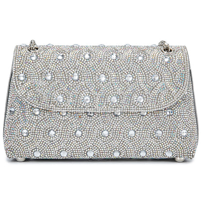 Flower Evening Handbags Chain Strap Square Shoulder Bag Crossbody Bag Crystals Rhinestone Clutch Purse