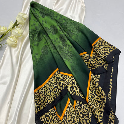 35" Square Mulberry Silk Imitation Head Scarf for Women Satin Large Hair Scarves Neck Scarf