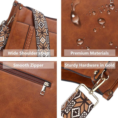 Crossbody Purse with Guitar Strap Zipped Pockets Handbag Shoulder Bag Vegan Leather Crossbody Bags for Women