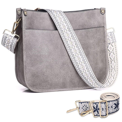 Crossbody Purse with Guitar Strap Zipped Pockets Handbag Shoulder Bag Vegan Leather Crossbody Bags for Women