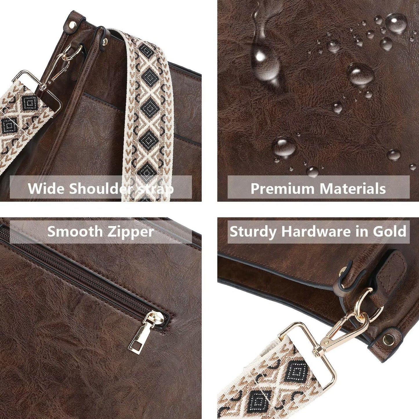 Crossbody Purse with Guitar Strap Zipped Pockets Handbag Shoulder Bag Vegan Leather Crossbody Bags for Women