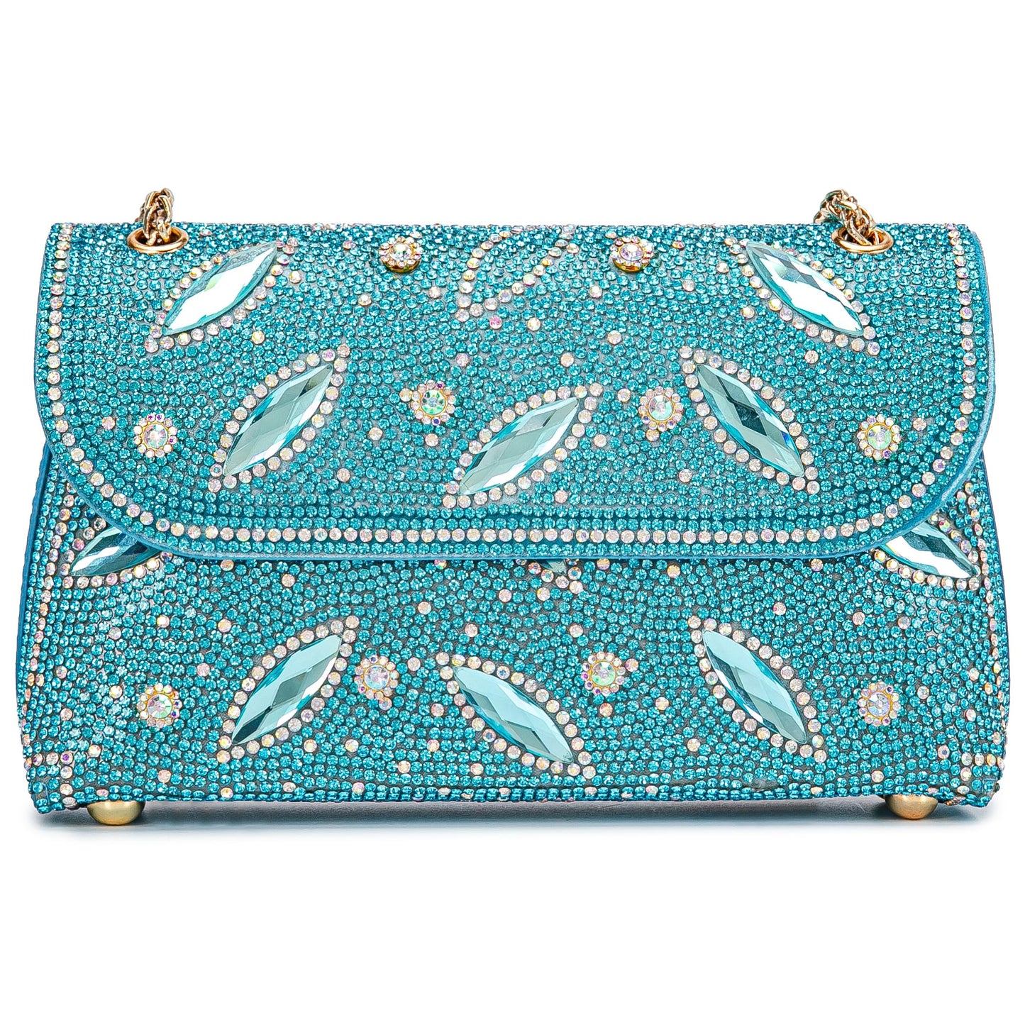 Flower Evening Handbags Chain Strap Square Shoulder Bag Crossbody Bag Crystals Rhinestone Clutch Purse