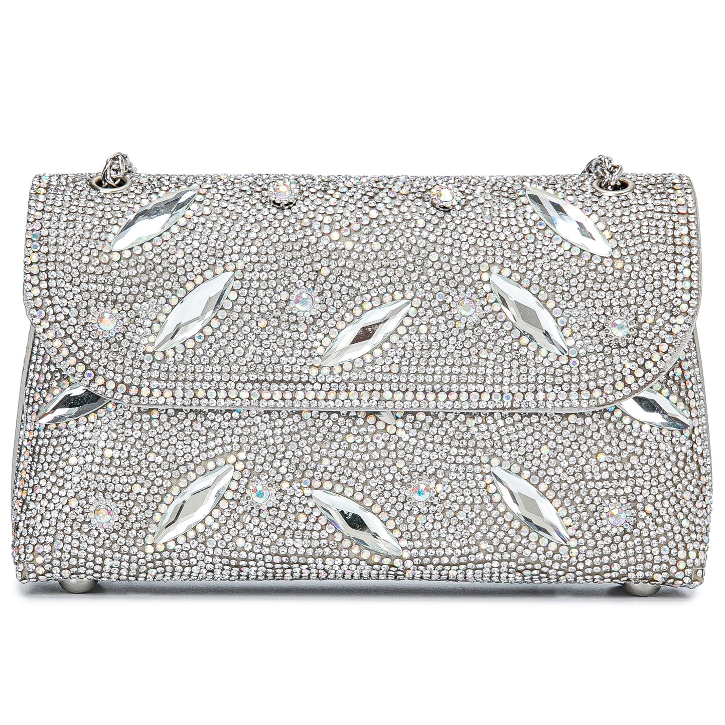 Flower Evening Handbags Chain Strap Square Shoulder Bag Crossbody Bag Crystals Rhinestone Clutch Purse