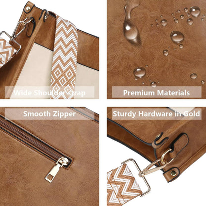 Crossbody Purse with Guitar Strap Zipped Pockets Handbag Shoulder Bag Vegan Leather Crossbody Bags for Women