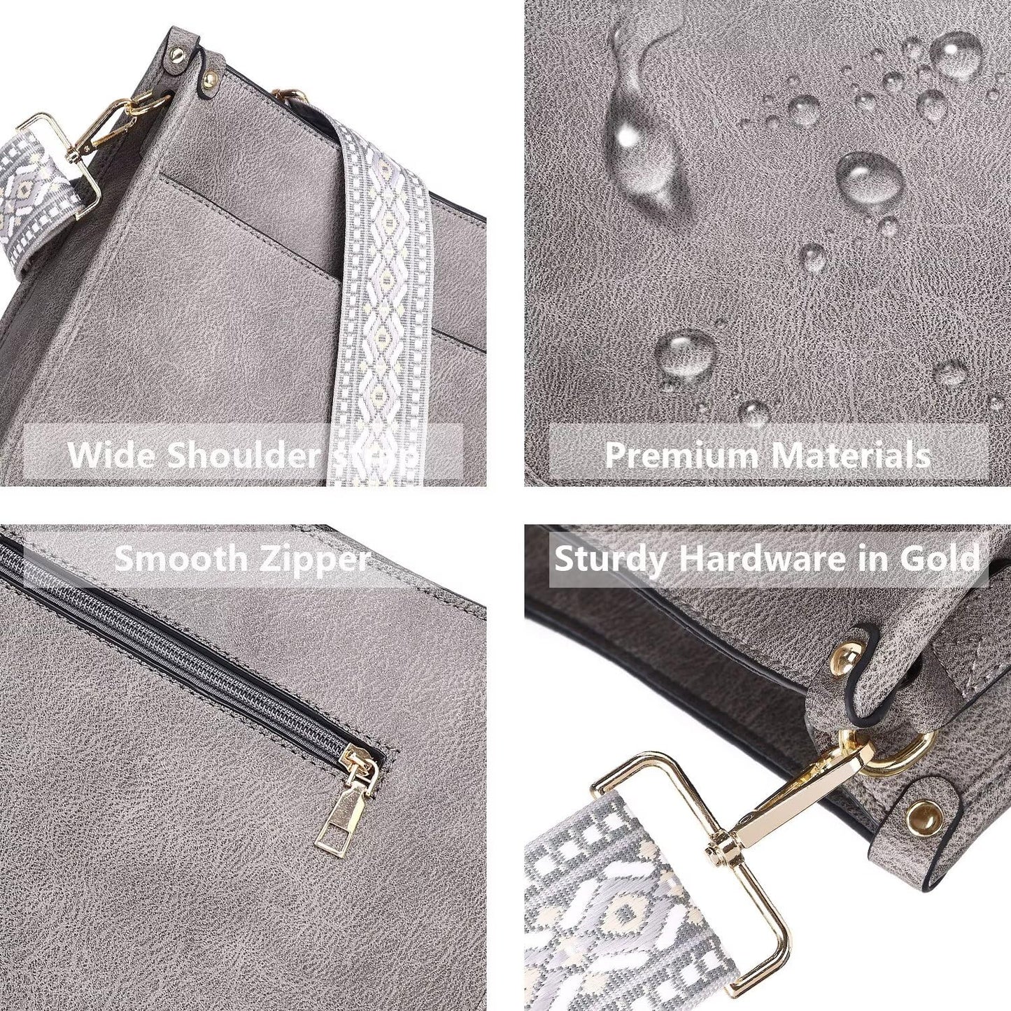 Crossbody Purse with Guitar Strap Zipped Pockets Handbag Shoulder Bag Vegan Leather Crossbody Bags for Women